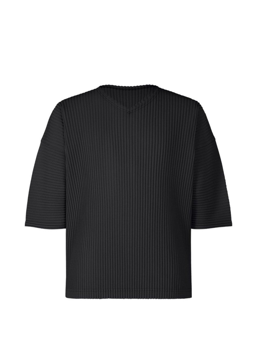 Homme Plissé Issey Miyake Cropped Ribbed V-Neck T-Shirt