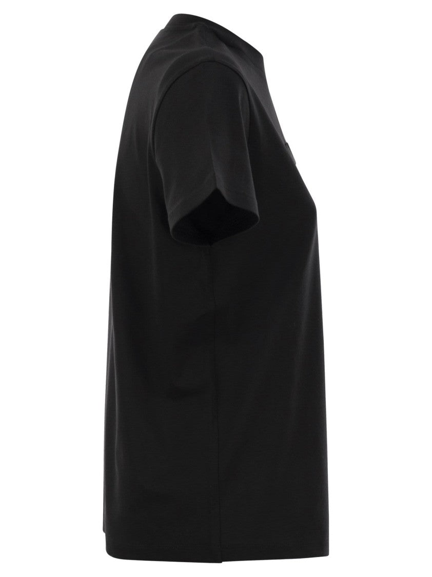 Moncler Cotton T-Shirt With Tone-On-Tone Embroidered Logo