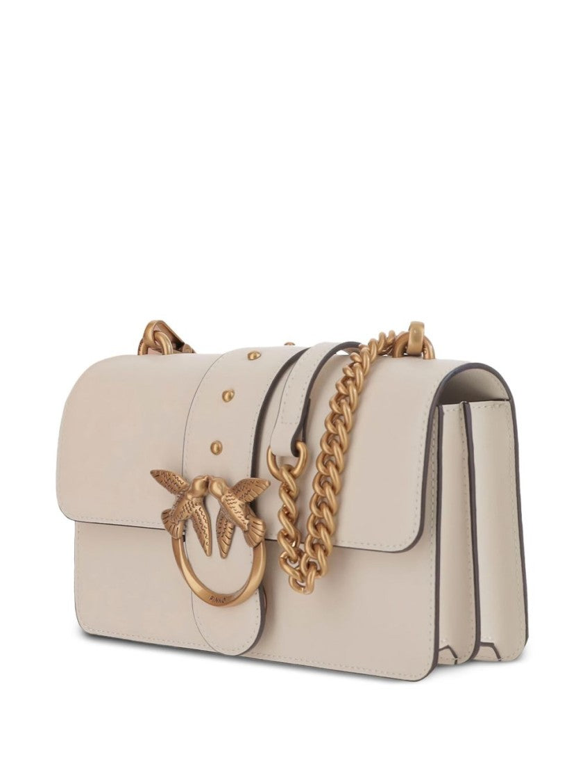 Pinko Structured White Calfskin Shoulder Bag