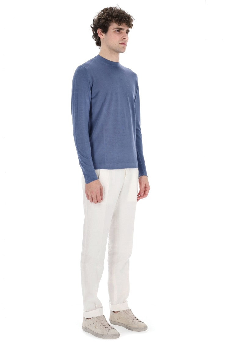 Drumohr Long Sleeve Silk Crewneck Sweater