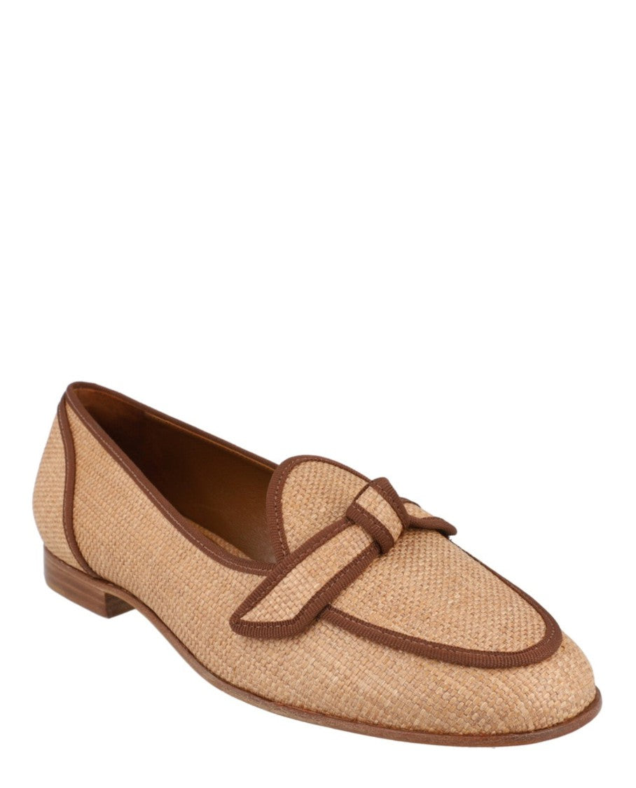 Alexandre Birman Grosgrain-Trim Raffia Loafers