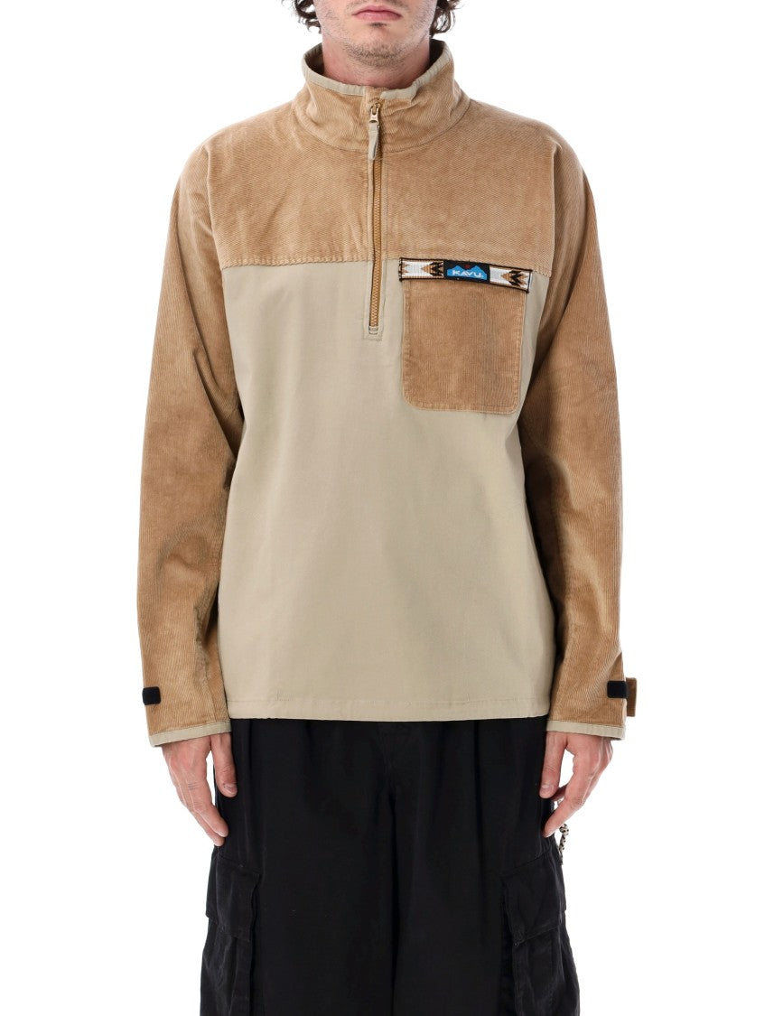 Kavu Half-Zip Pullover With Corduroy Accents And Chest Pocket