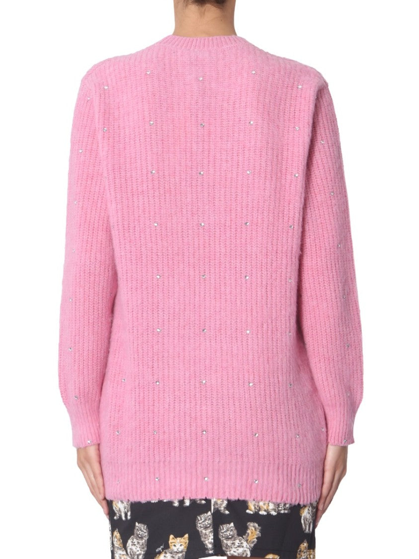 Msgm Soft Pink Oversized Crew Neck Sweater