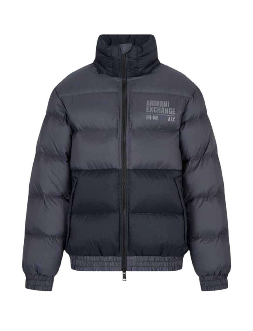 Armani Exchange Padded Color-Block Jacket With High Collar