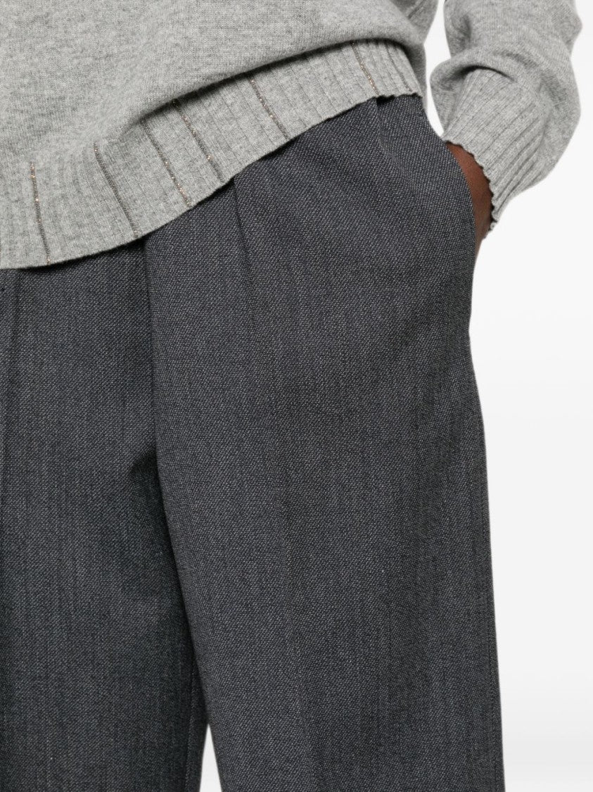 Fabiana Filippi Wide-Leg Textured Vertical Seams Trousers