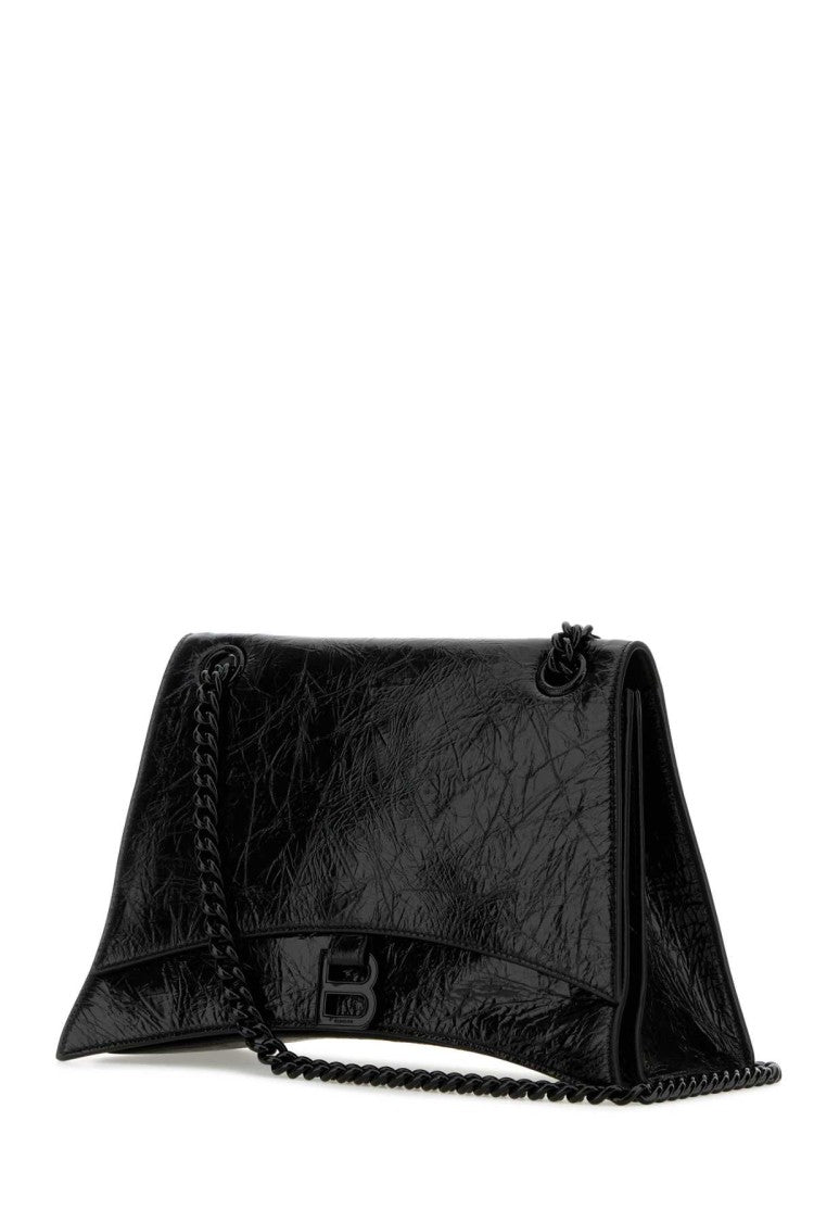 Balenciaga Black Leather Medium Crush Shoulder Bag