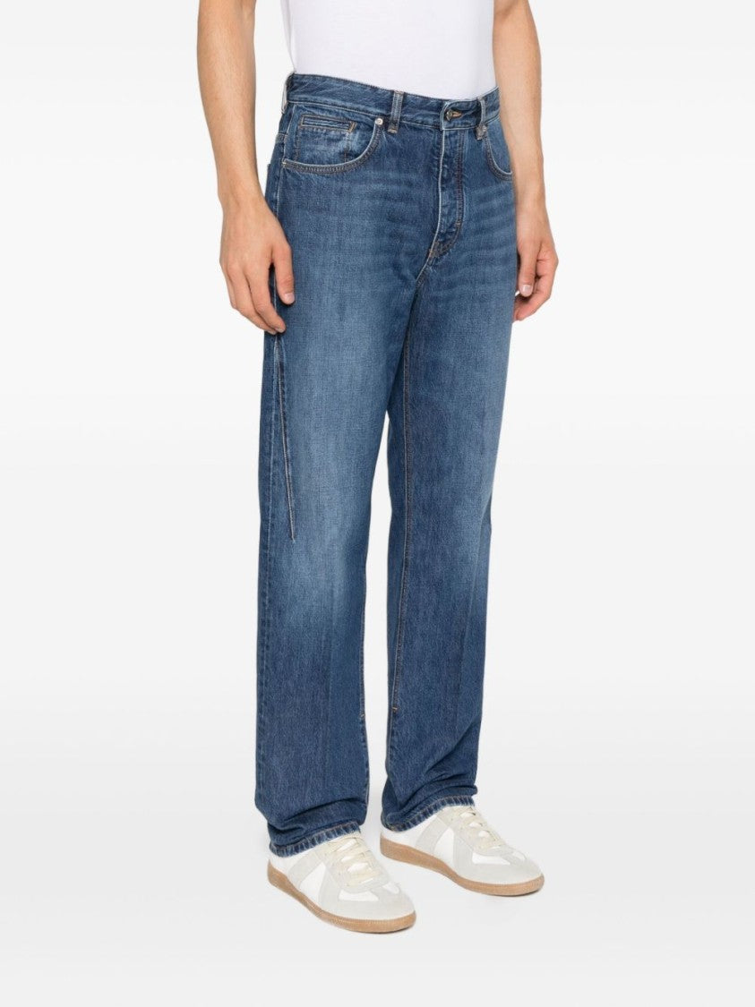 Givenchy Straight-Leg Denim Jeans With Faded Blue Wash And Embroidered Branding