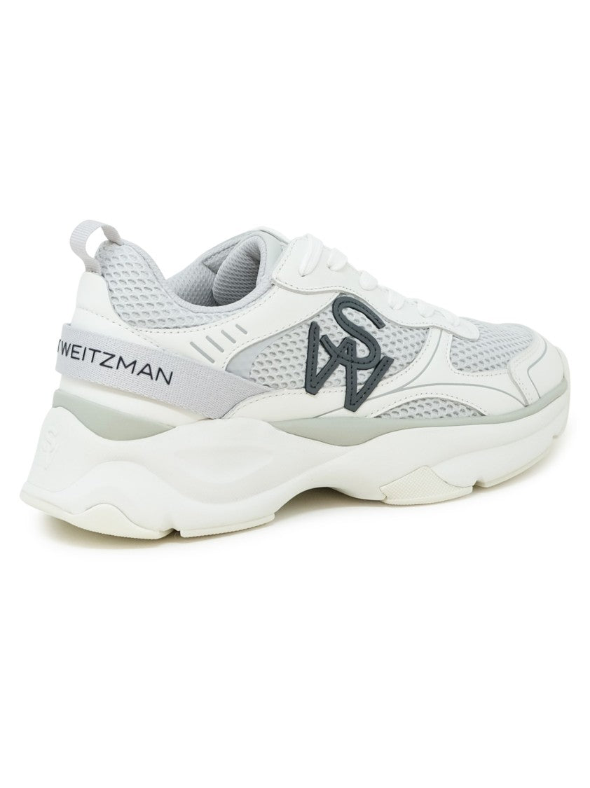 Stuart Weitzman Grey And White Calf Leather Trainer