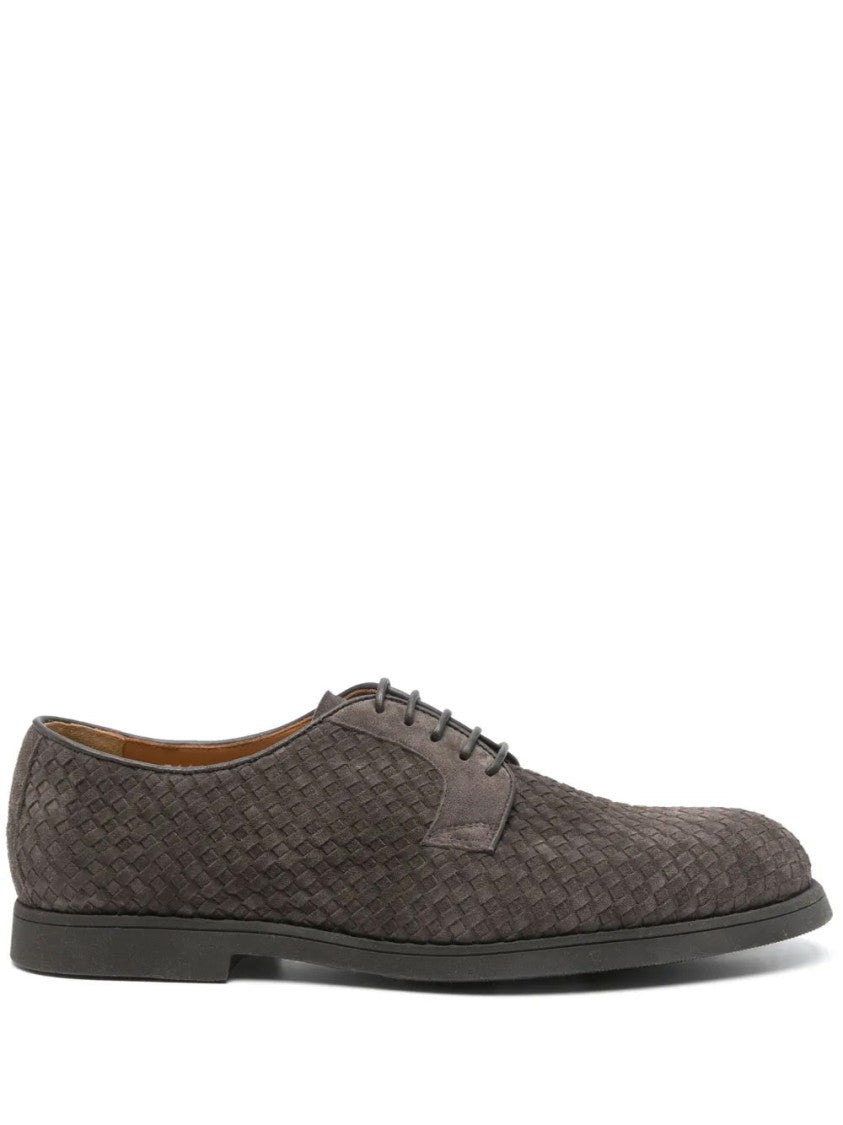 Doucal's Woven Leather Derby Shoes With Lace-Up Closure