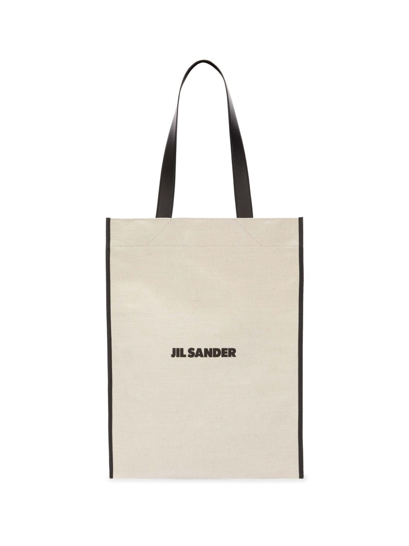 Jil Sander Beige Shopping Rectangular Canvas Tote