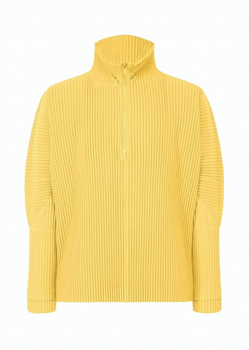 Homme Plissé Issey Miyake Ribbed Pleated Turtleneck With Half-Zip Closure