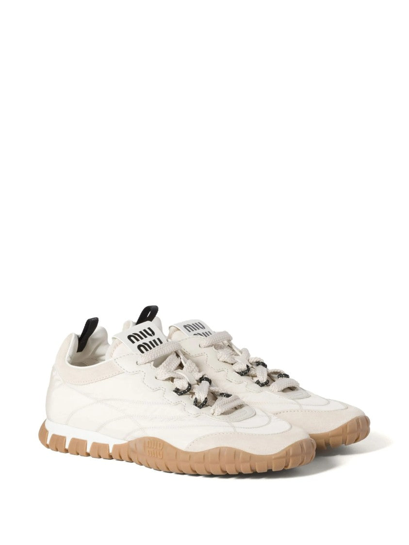 Miu Miu Off-White Tyre Low-Profile Textured Sole Sneakers