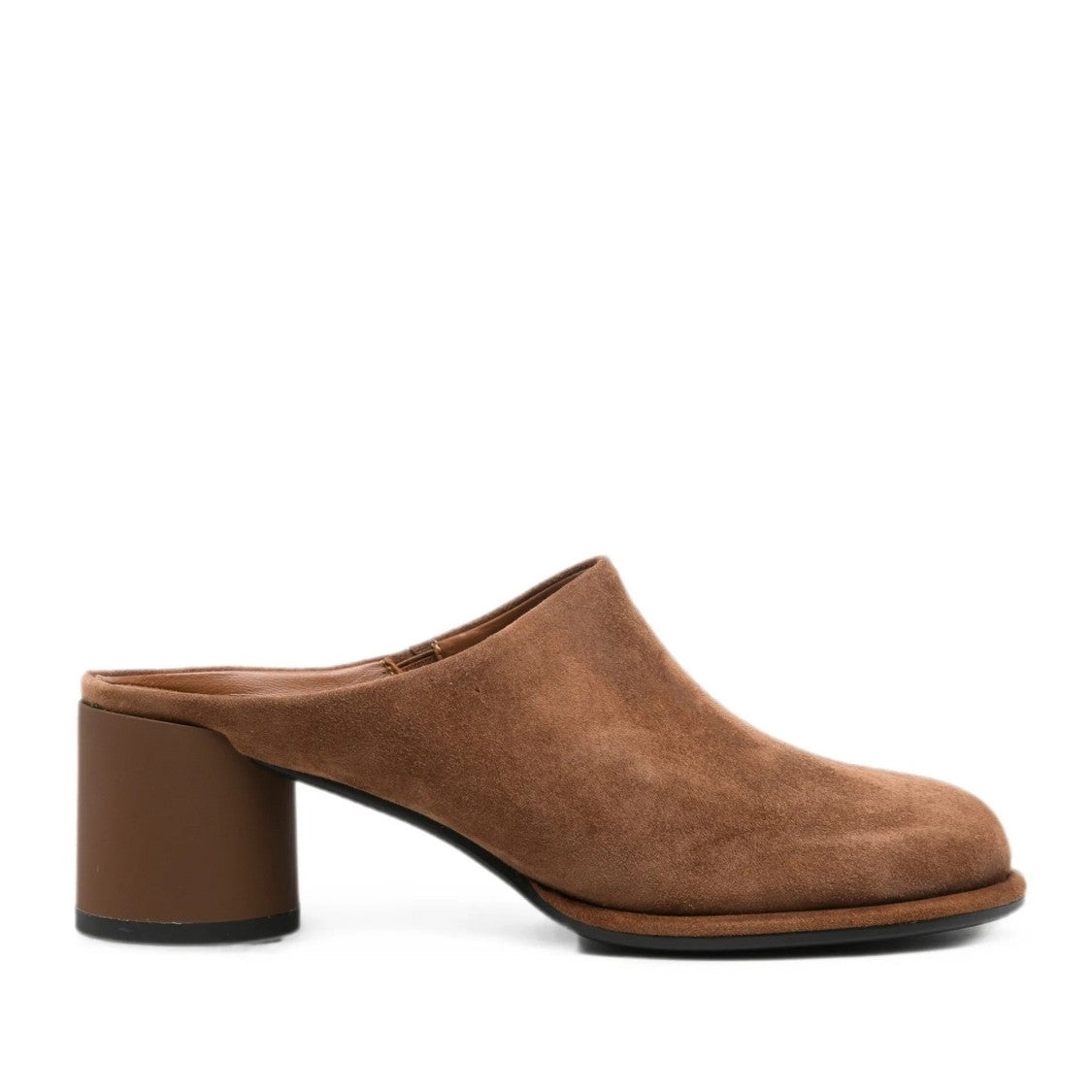 Adrianna Feretti Brown Mid-Heel Rounded Toe Suede Mules