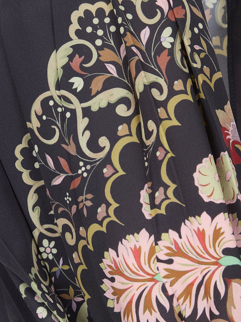 La Double J Flowing Midi Dress With Pleated Design And Matching Belt