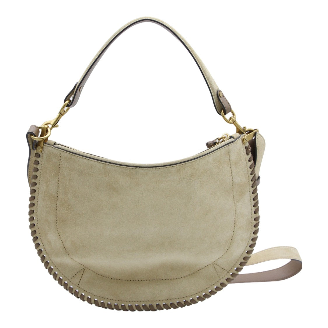 Isabel Marant Crescent-Shaped Suede Handbag With Whipstitch Details