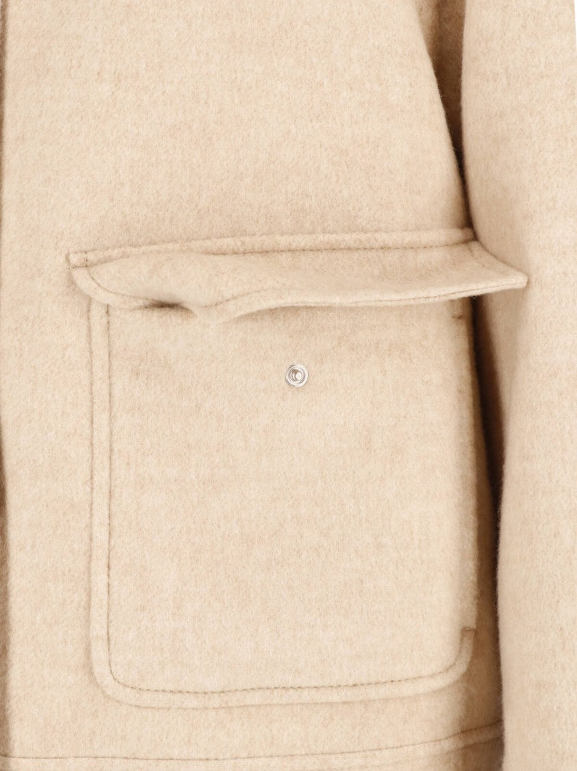 Lardini Beige Classic Collar Button-Down Wool Jacket