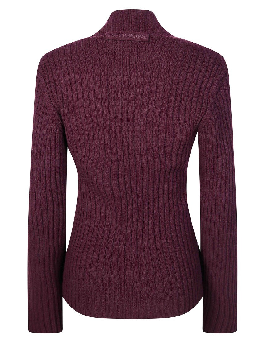 Victoria Beckham Rib Jumper Side Slit Ribbed Sweater