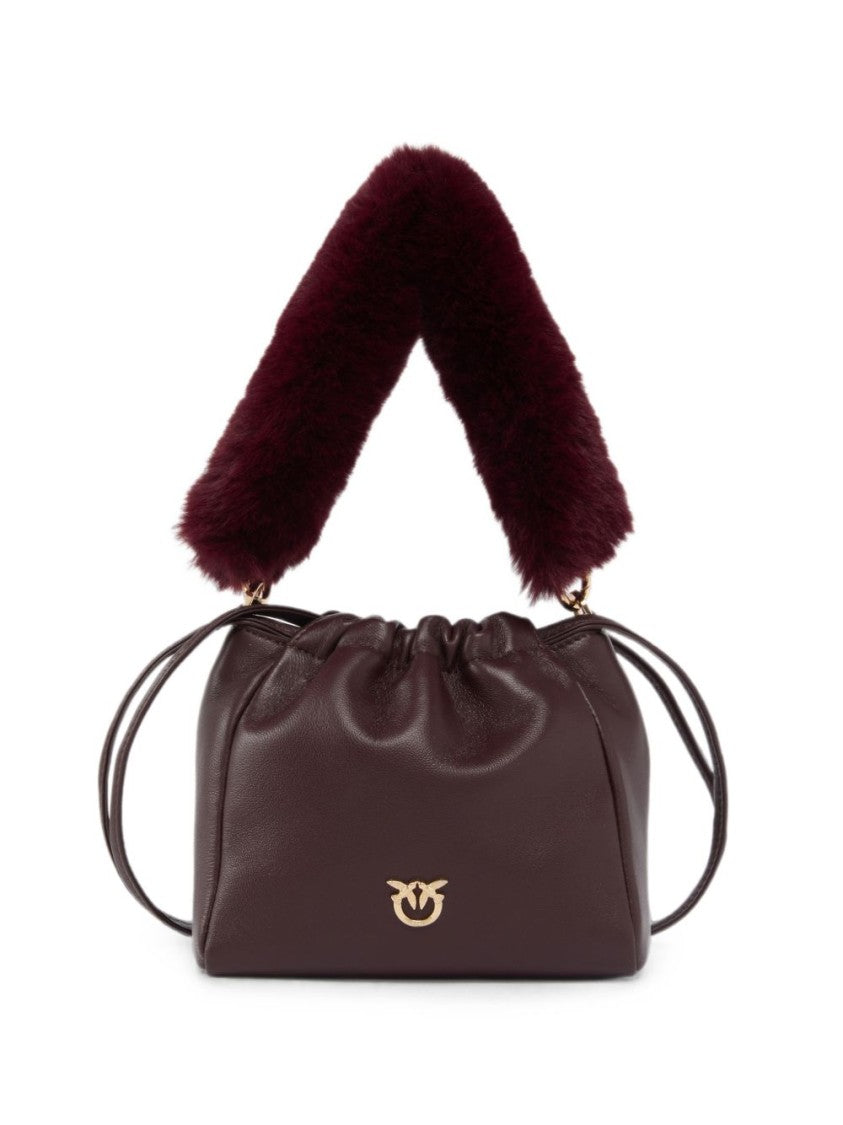 Pinko Structured Gathered Top Leather Shoulder Bag
