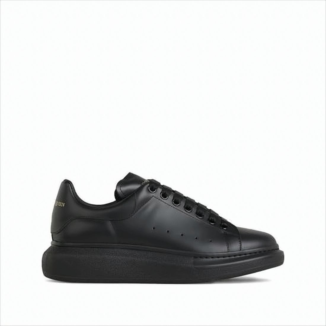 Alexander Mcqueen Monochromatic Black Calf Leather Sneakers