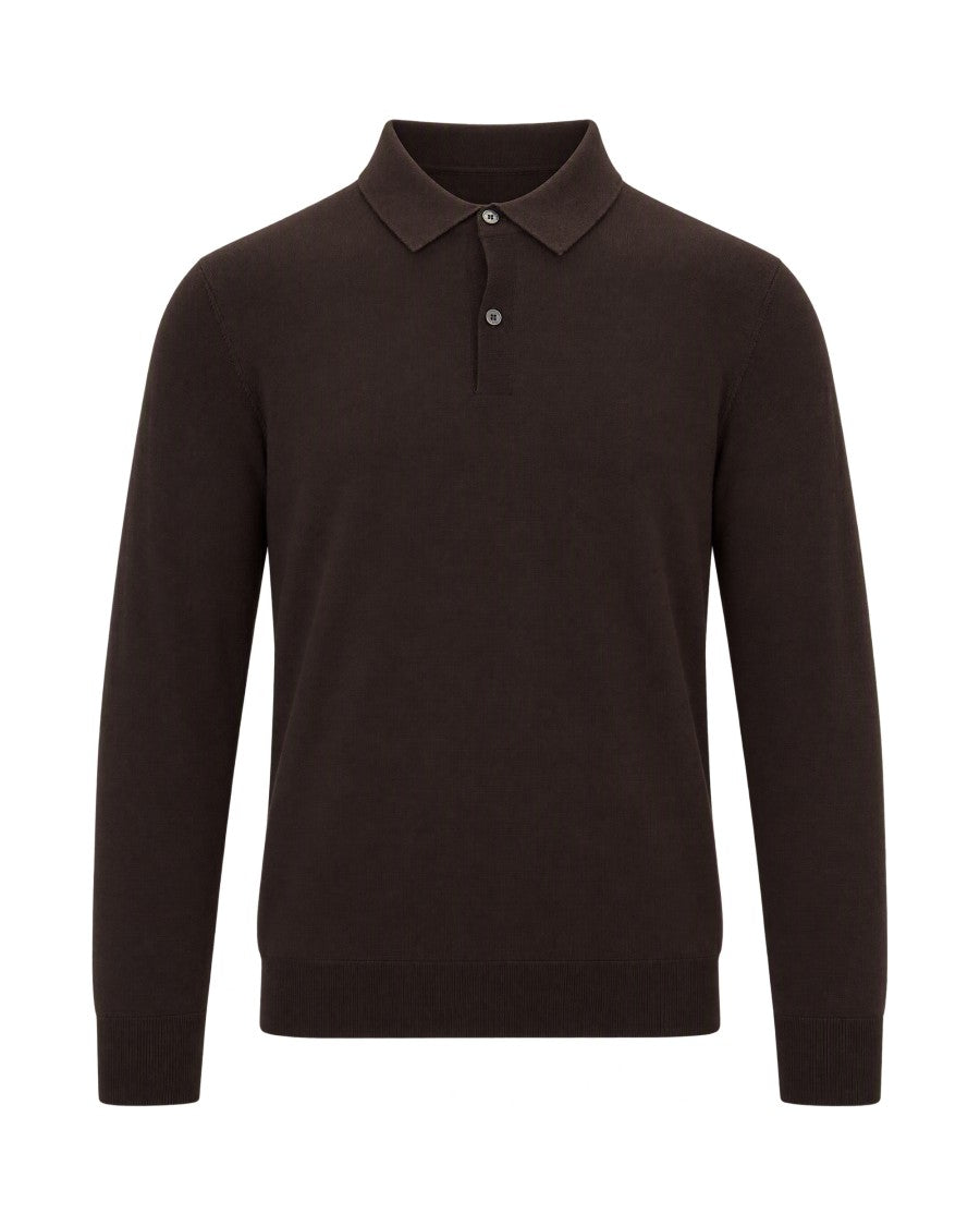 Ballantyne Brown Fine Knit Wool Polo Shirt