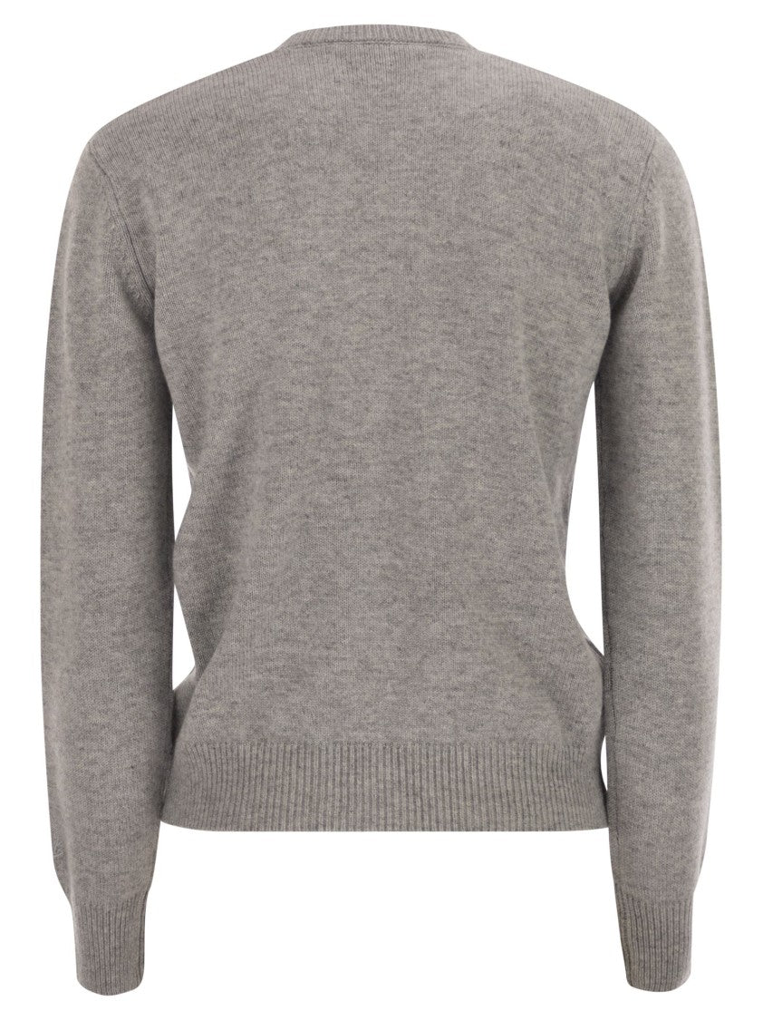 Mc2 Saint Barth Wool And Alpaca Blend Jumper With Heart Motifs