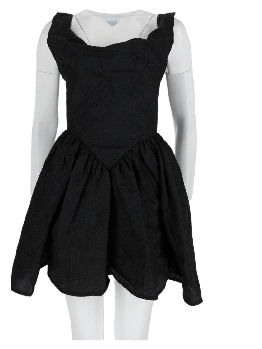 Vivienne Westwood Black Textured Fitted Flared Mini Dress