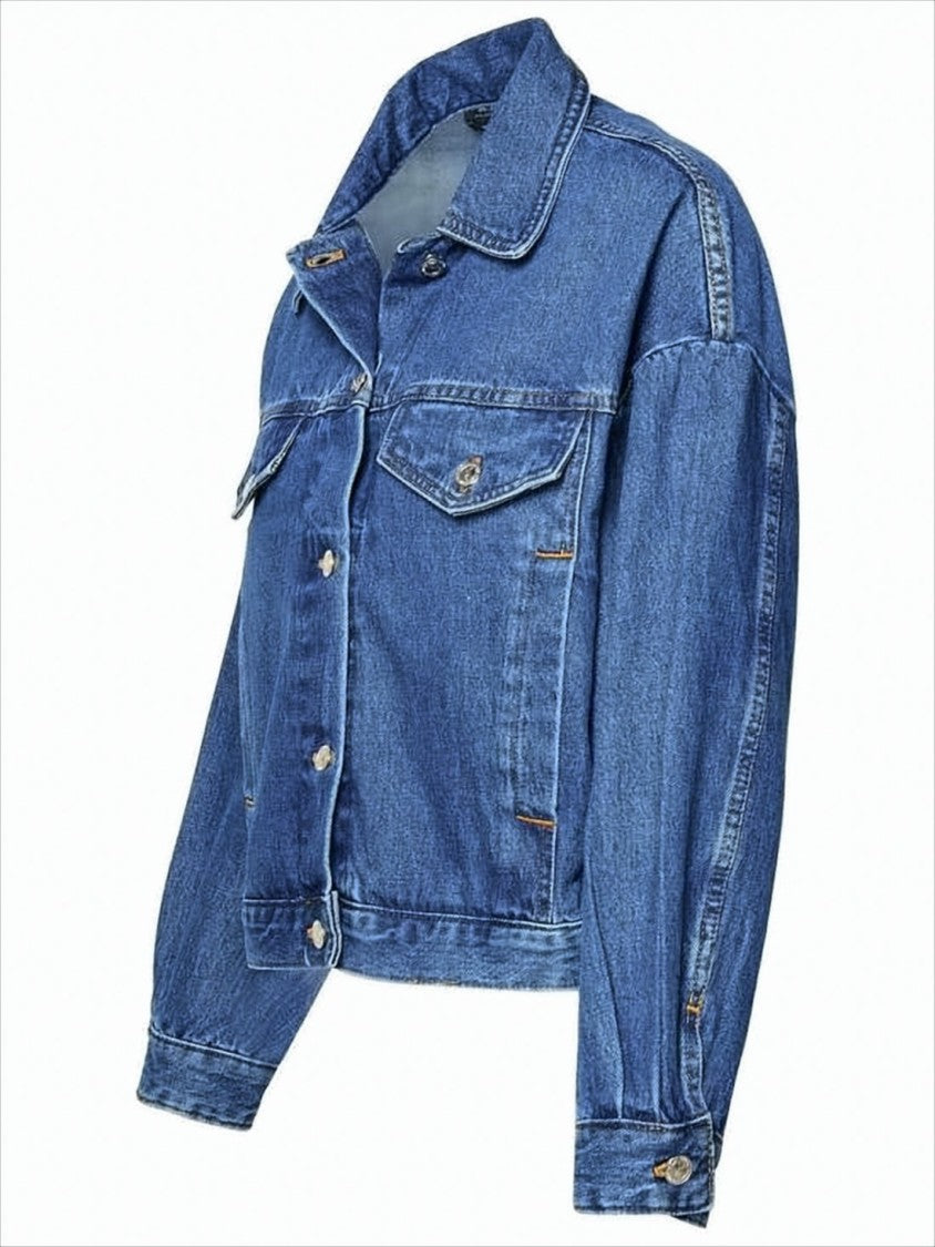 A.P.C. Cropped Denim Jacket With Buttoned Front