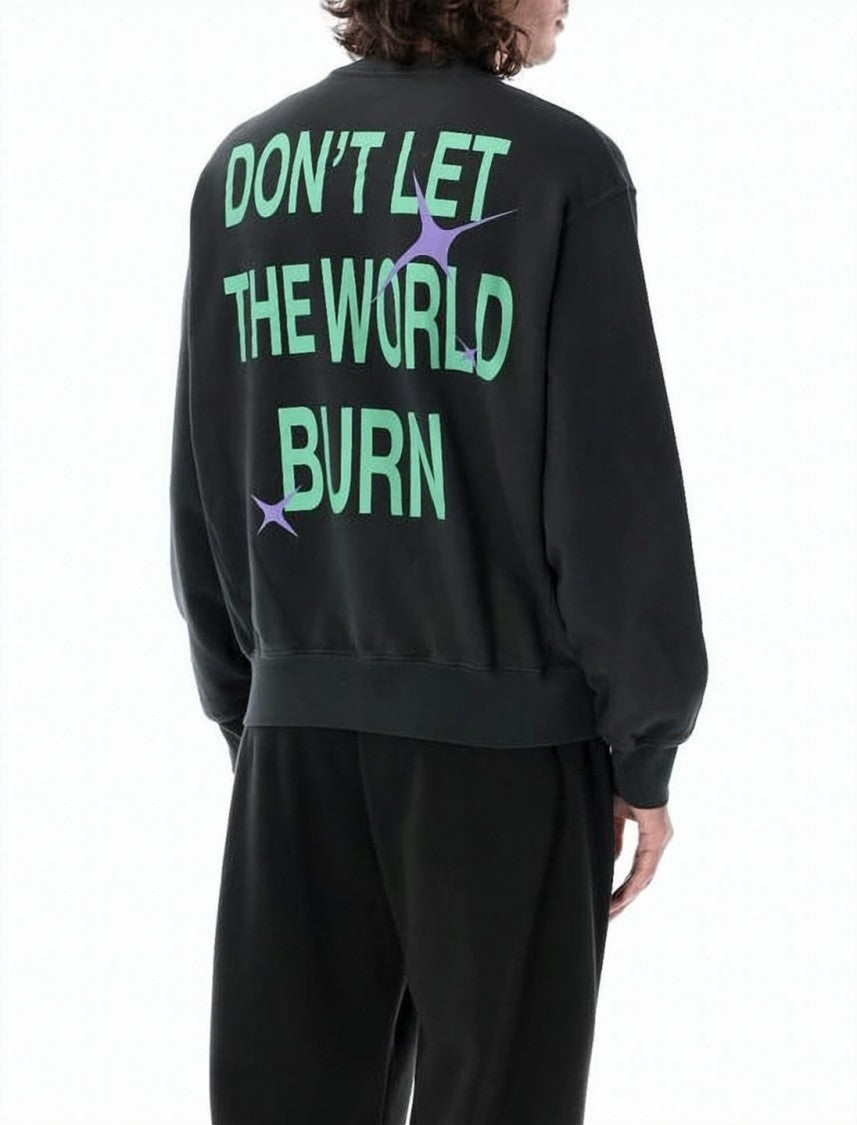 Heron Preston Black Graphic Sweatshirt With Bold Text And Planet Design