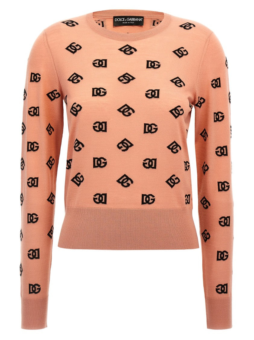 Dolce & Gabbana All-Over Logo Jacquard Wool And Silk Sweater
