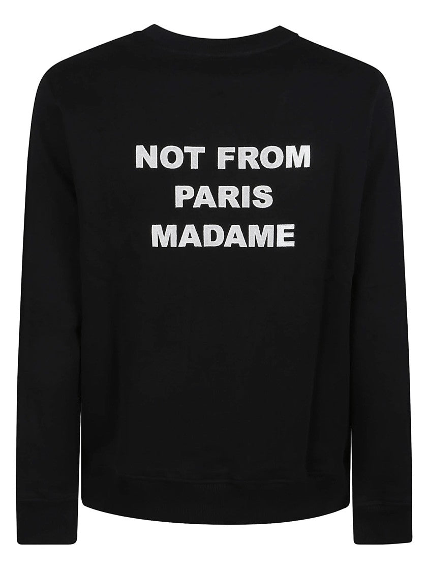 Drôle De Monsieur Black Crew Slogan Cotton Sweatshirt