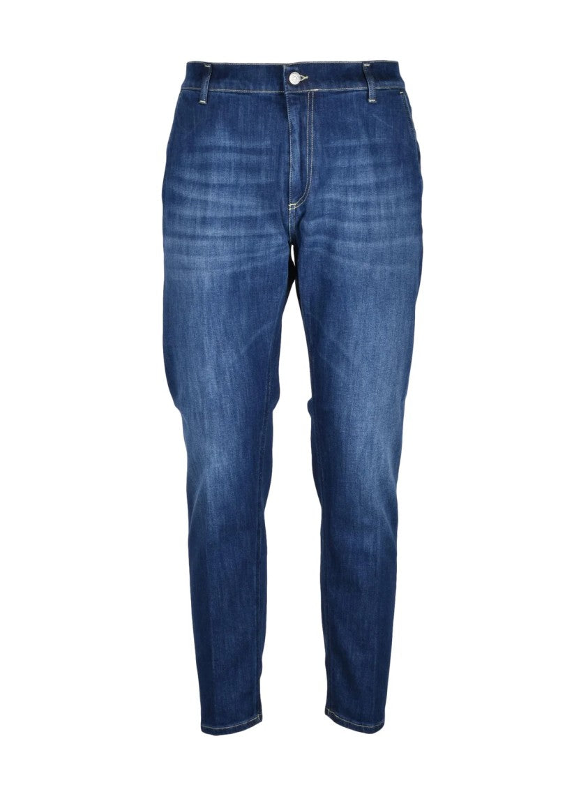 Dondup Blue Jeff Carrot Fit Cotton Elastomultiester Jeans