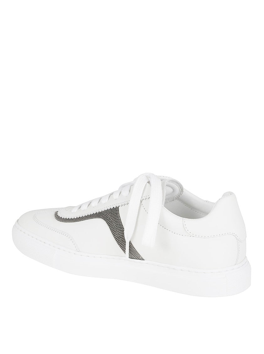 Brunello Cucinelli Textured White Leather Sneakers
