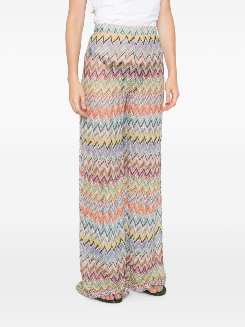 Missoni Multicolor Wide-Leg Zigzag Pattern Pants