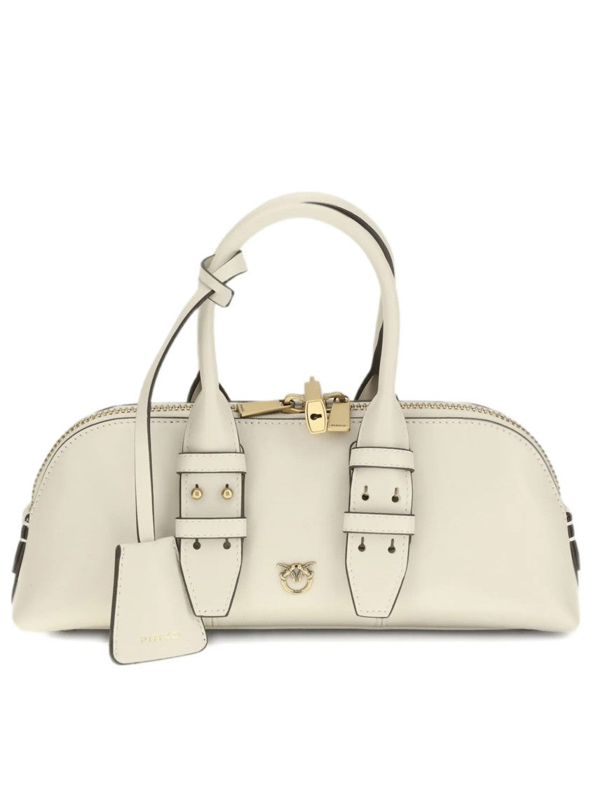 Pinko White Bowling Bag Horizontal Synthetic Handbag