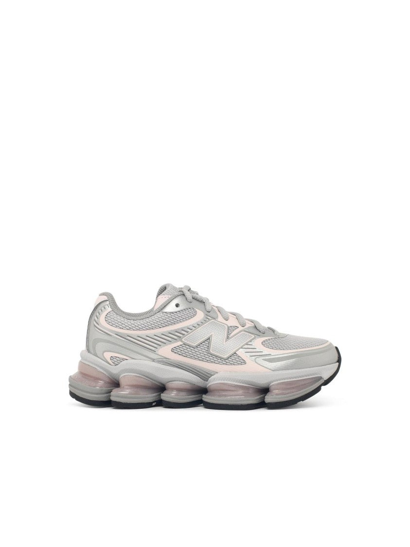 New Balance Grey And Pink Mesh Sneakers With Side 'N' Insert