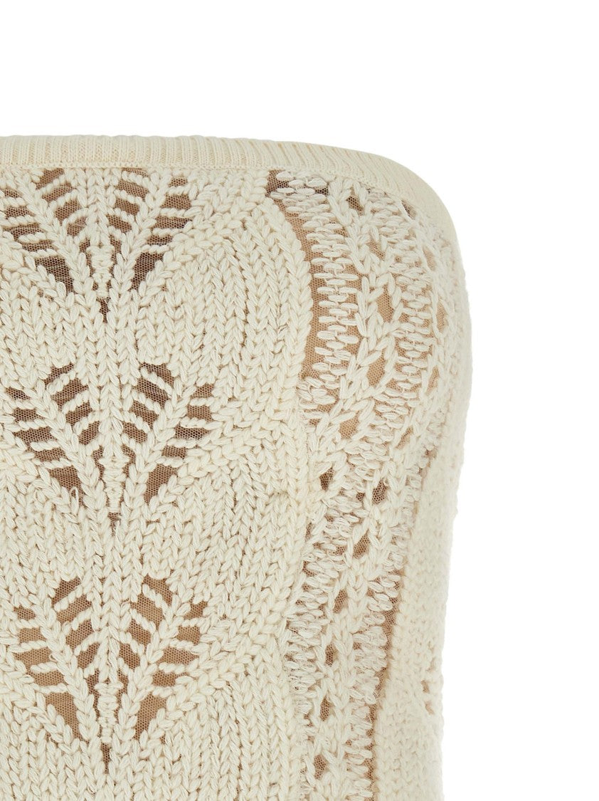 Ermanno Scervino Intricate Wool Knit Bandeau Top