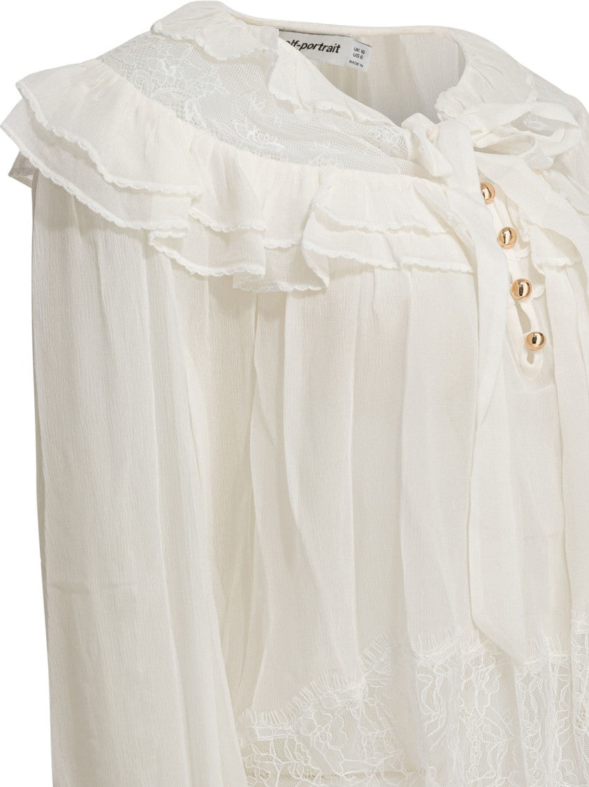 Self-Portrait Georgette Lace Blouse