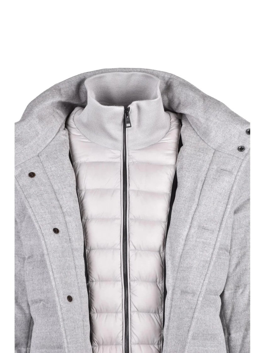 Duno Grey Quilted Orlando Prato Wool-Blend Down Jacket