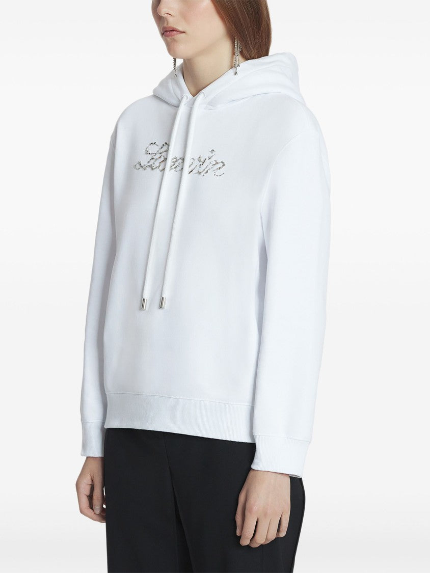 Lanvin White Hoodie Logo Manuscrit Sequined Hoodie