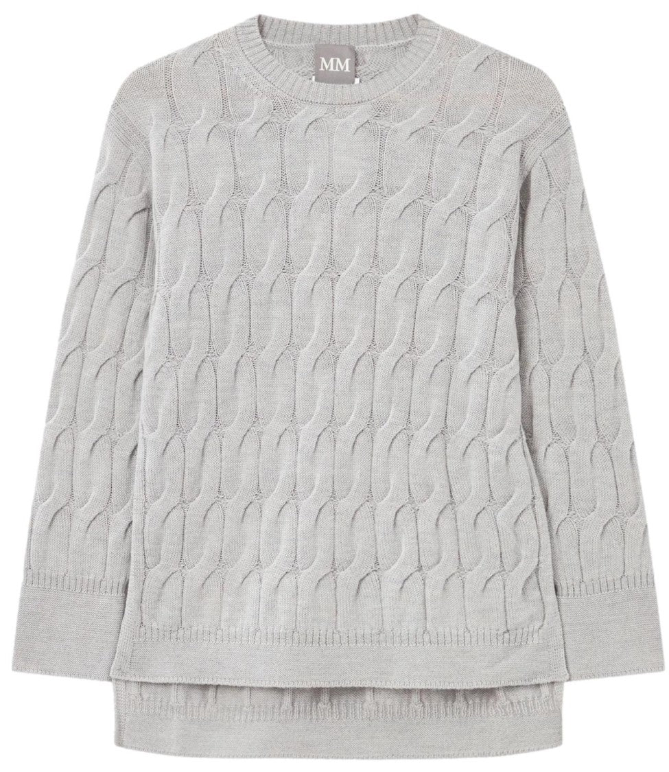 Max Mara Elegant Grey Cable Knit Sweater