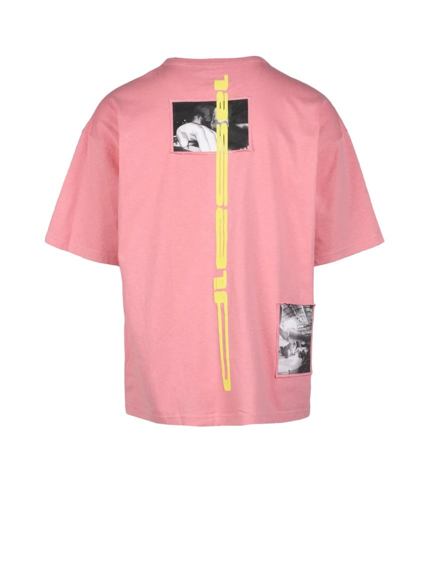 Diesel Vibrant Pink Cotton T-Shirt With Graphic Details