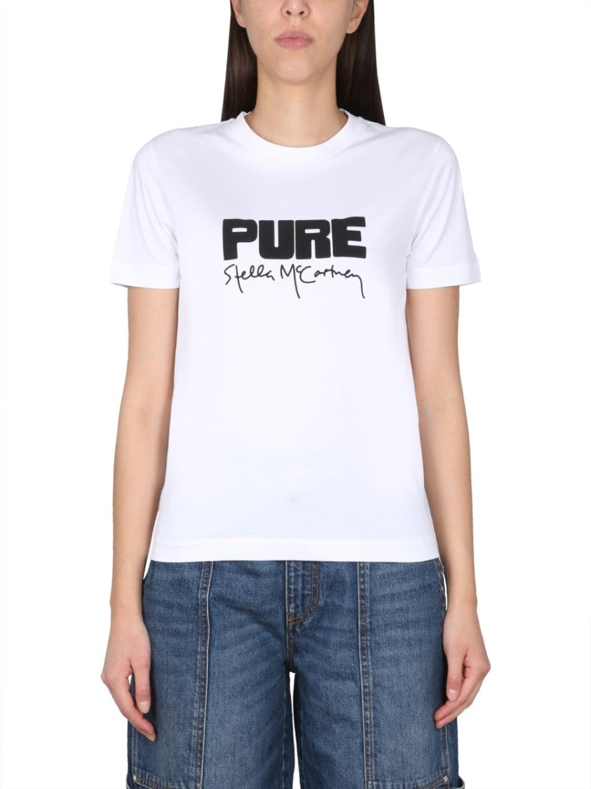Stella Mccartney Cotton T-Shirt With Bold Logo Detail