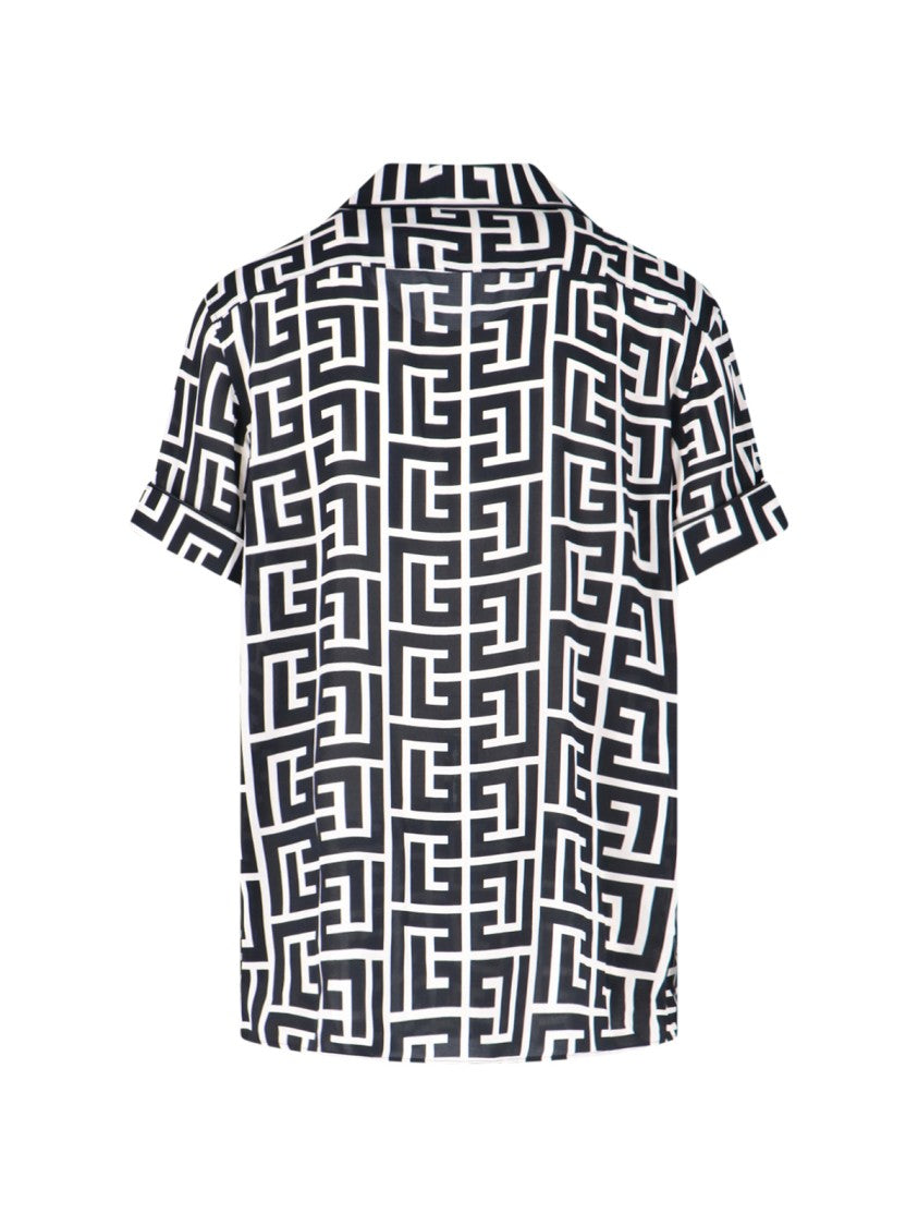 Balmain Short-Sleeved Black Viscose Shirt