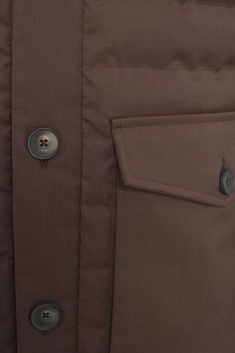 Herno Quilted Jacket With Padded Front And Knit Sleeves