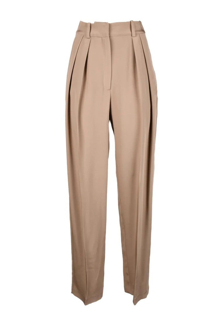 The Mannei High-Waisted Wide-Leg Silk Trousers