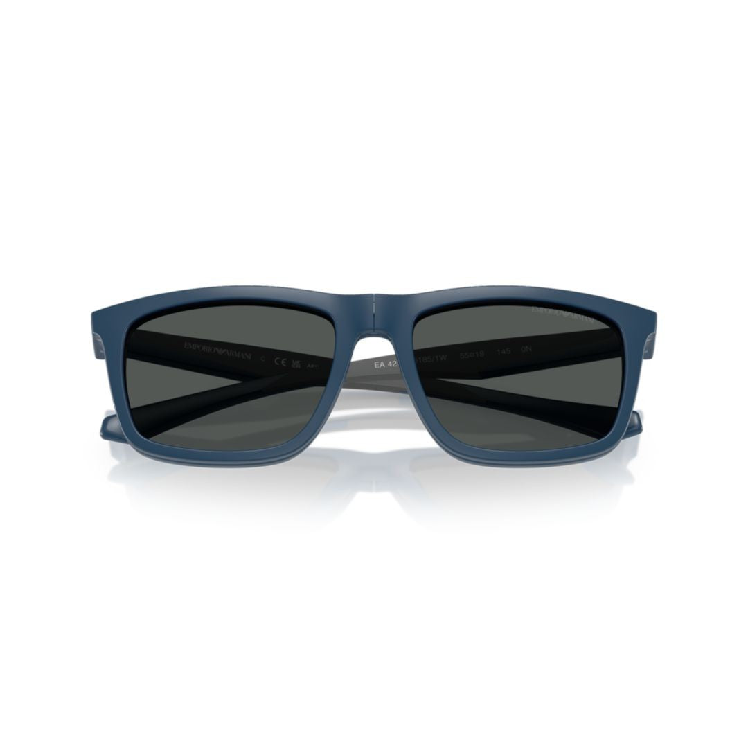 Emporio Armani 0Ea4235 Rectangular Sunglasses With Muted Blue Frame