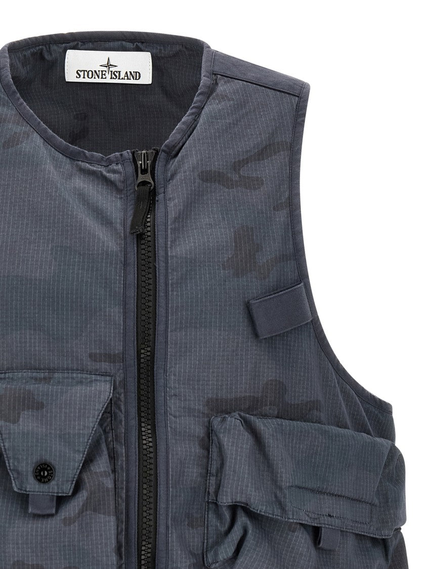 Stone Island Camouflage Print Ripstop Nylon Utility Vest