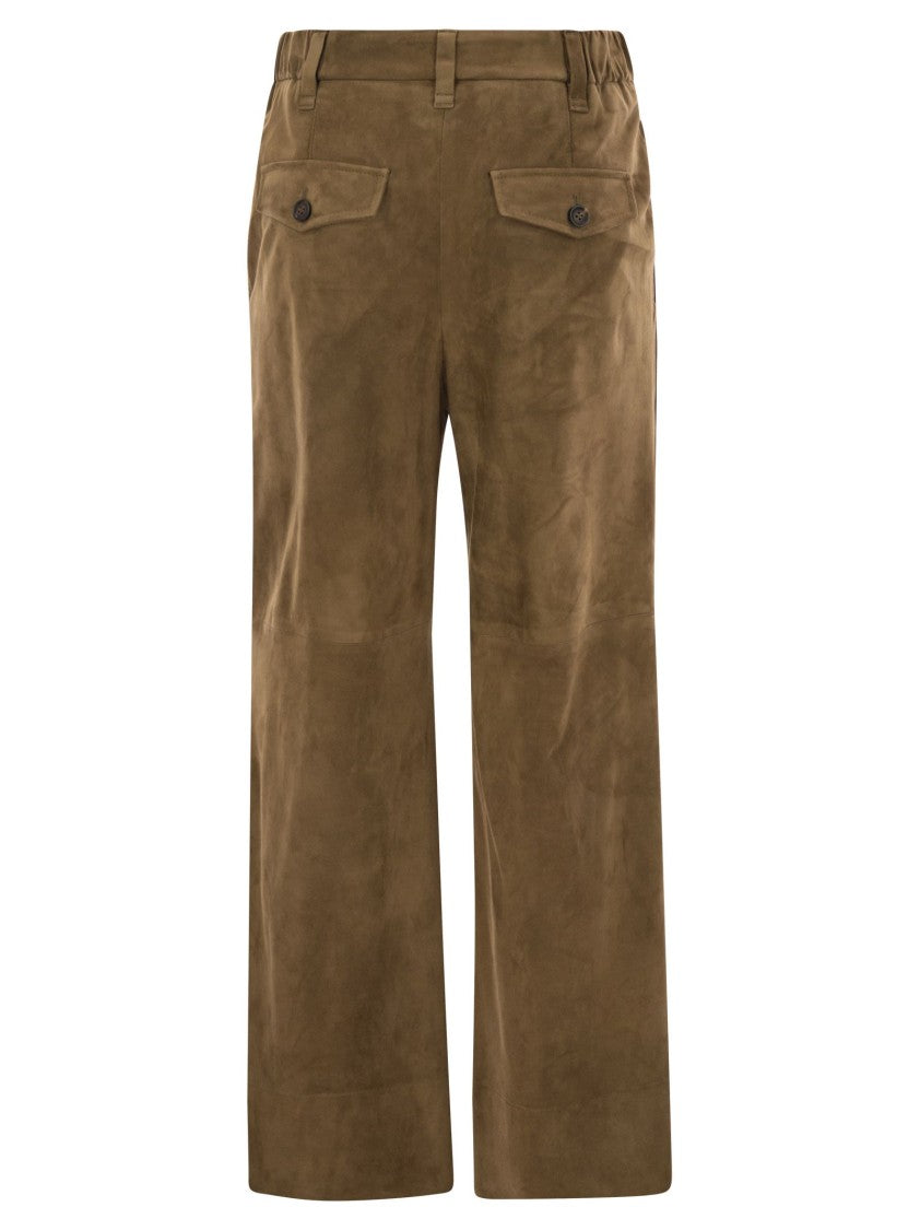 Brunello Cucinelli Suede Chino Crop Trousers