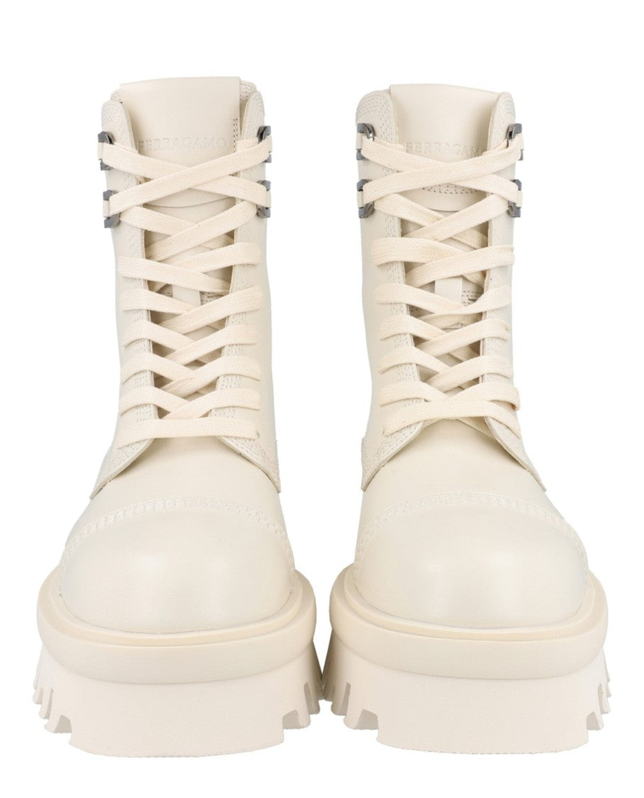 Ferragamo Kira Leather Combat Boots