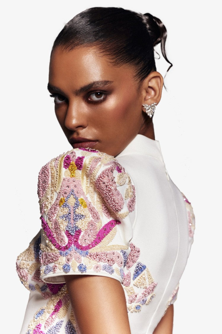 Saiid Kobeisy Crepe Dress With Abstract Beading